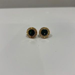 Emerald green, Tory Burch, pendant earring with gold trim